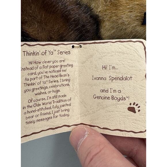 Boyd’s Bears IVANA SPENDALOT In Hat & Born To Shop Black Velvet Purse 8” Jointed - Picture 9 of 12